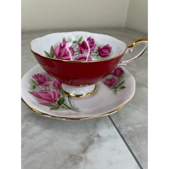 Royal Standard Fashion Tea cup and Saucer Red Pink Floral - Picture 5 of 16